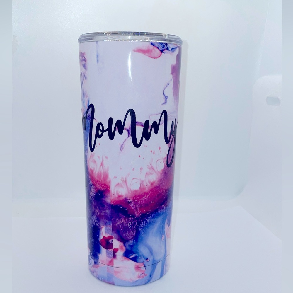 Built Tie Dye Tumbler Custom Monogram Mommy Pink/Blue 20 oz Tumbler Cup